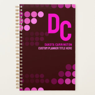 Bourgogne Funky Pink Dots Monogram Planner