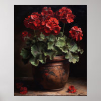 Bourgogne Geranium Flowers Art Imprimer Poster