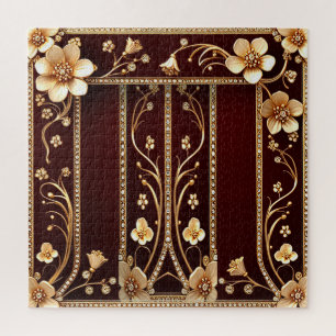 Bourgogne Golden Flowers Jigsaw Puzzle