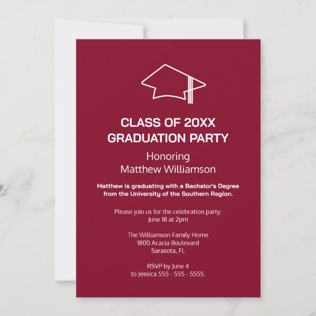 Bourgogne Graduation Party Invitation (Devant)