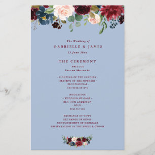 Bourgogne marine floral bleu poussiéreux programme