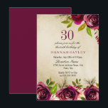 Bourgogne Marsala Floral Gold 30e Invitation d'ann<br><div class="desc">Burgundy Marsala Floral Gold 30e Anniversaire Invitation Voir la collection correspondante dans niche et magasin de nids Belle et élégante fleurs bordeaux. Aquarelle peinte à la main parfaite pour votre douche nuptiale</div>