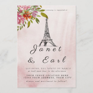 Bourgogne Paris Tour Eiffel Invitations de mariage