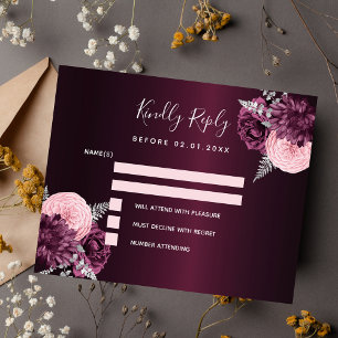 Bourgogne rose fleuri budget mariage carte RSVP