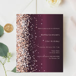 Bourgogne rose or prime d'anniversaire<br><div class="desc">Pour un 21ème anniversaire élégant (ou tout âge). Une couleur arrière - plan bordeaux. Décoré de confettis d'or rose. Personnalisez et ajoutez un nom,  un âge et des détails de la fête. 1 feuille = 1 invite imprimé bord à bord.</div>