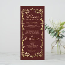 Bourgogne Rose Orné Élégant Programmes Mariage