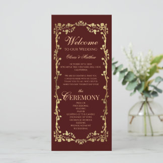 Bourgogne Rose Orné Élégant Programmes Mariage