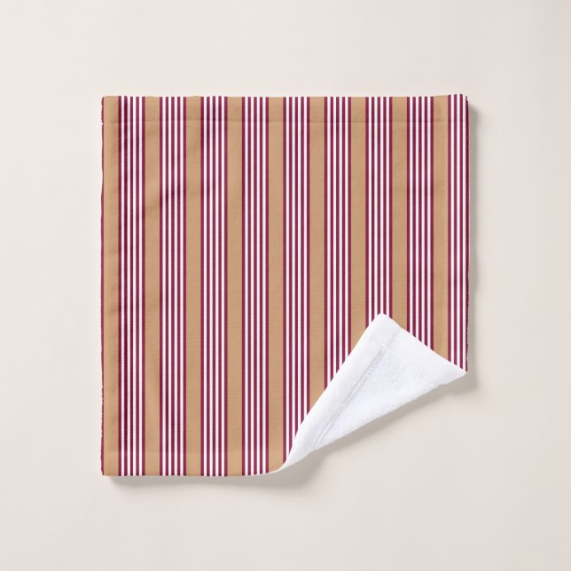 Bourgogne rouge cinq bandes motif (Gant de toilette)