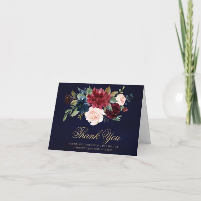 Bourgogne Rouge Floral Russe Boho Merci (Devant)
