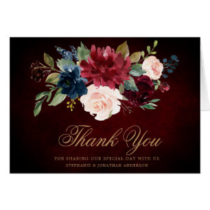 Bourgogne Rouge Floral Russe Boho Merci