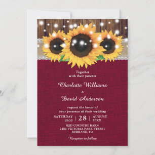 Bourgogne Rustique Sunflower Invitations