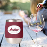 Bourgogne Stylisé Mariage Nom du fabricant<br><div class="desc">Offrez à votre toiletteur mariage ce croustillant en acier inoxydable tendance et personnalisé avec son nom en écriture stylisée dans un design blanc et ovale. La couleur et le script de l'Arrière - plan sont bordeaux. Personnalisez votre cave à vin en éditant et en remplaçant le nom par le nom...</div>