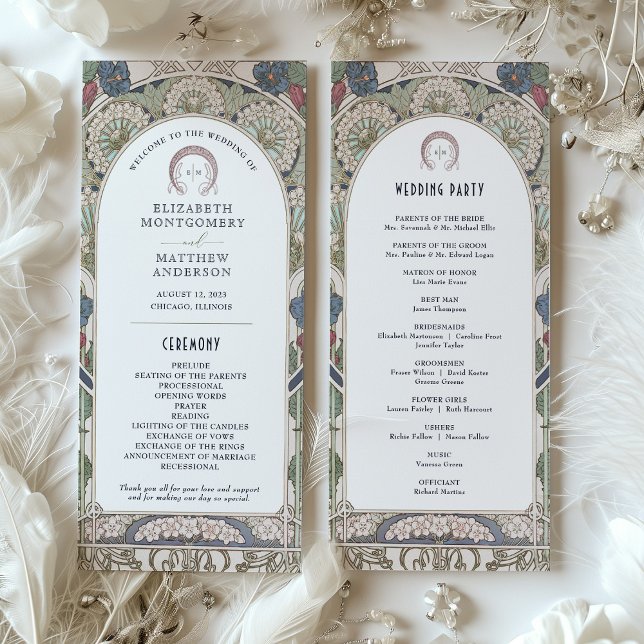 Bourgogne Vintage Wedding Programme Art Nouveau (Créateur téléchargé)