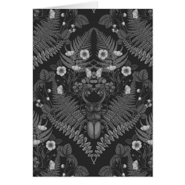 Bousier et fougères, en noir et blanc (Devant)