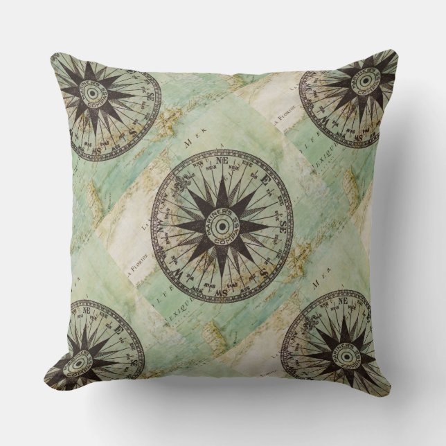 Boussole et coussin nautiques antiques de carte (Recto)