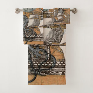 Boussole Rose Vintage Nautique Octopus Ship