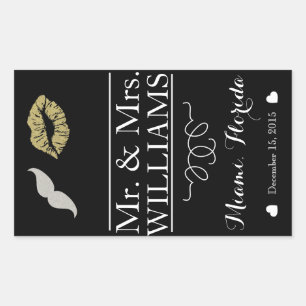 Bouteille à vin de mariage étiquette lèvres centre