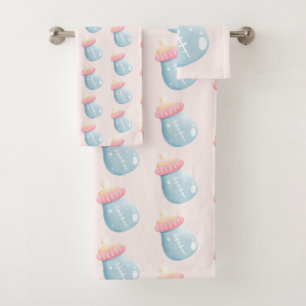 Bouteille Bleu & Rose Bébé Motif mignon