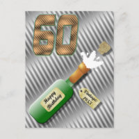 Bouteille Champagne Popping Carte postale 60e anni