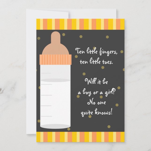 Bouteille de bébé orange neutre Invitations de dou (Devant)