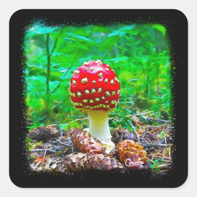 Bouteille de champignons - Stickers d'enveloppes (Devant)