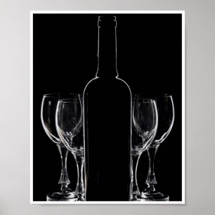 Bouteille de vin 8X10 et lunettes Art mural
