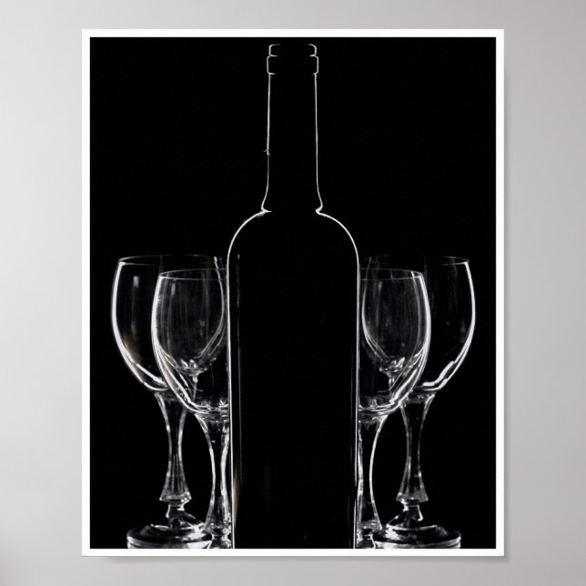 Bouteille de vin 8X10 et lunettes Art mural (Devant)