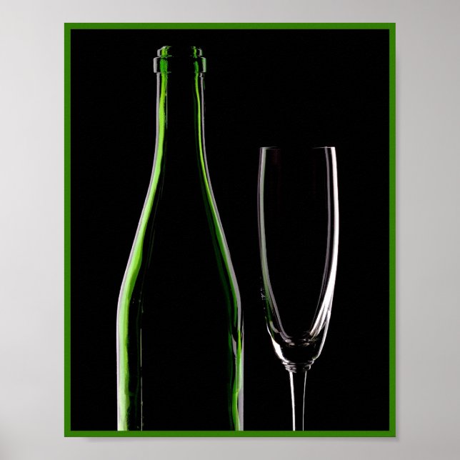 Bouteille de vin 8X10 et lunettes Art mural (Devant)