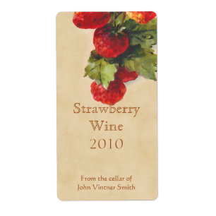 Bouteille de vin fraise étiquette