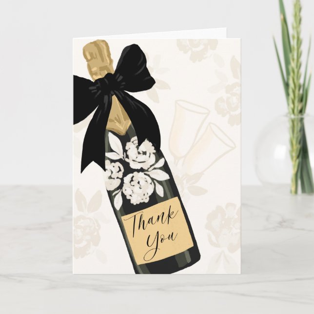 Bouteille de vin pétillant noir Merci Ruban (Devant)