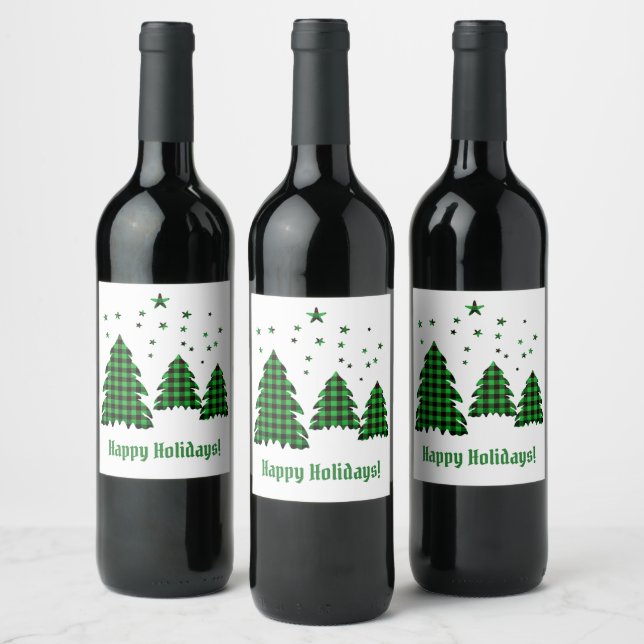 Bouteille de vin Plaid Buffalo Vert Étiquettes cad (Bouteilles)