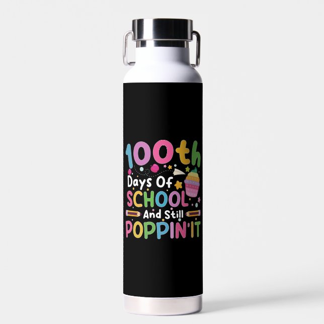 Bouteille D'eau 100 jours d'école et fille toujours branchée  (Avant)
