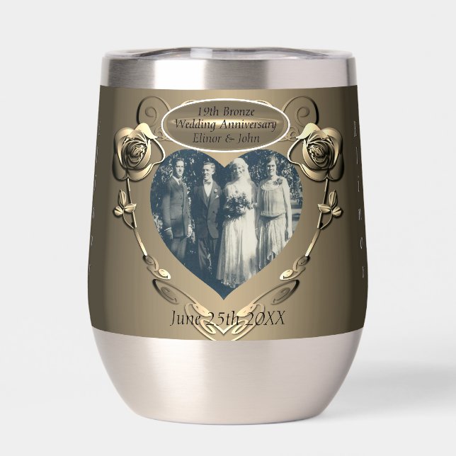 Bouteille d'eau 19ème/8ème Mariage de bronze Anniv (Arrière)