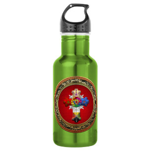 Bouteille D'eau [200] Rosy Cross (Rose Croix) on Red & Gold