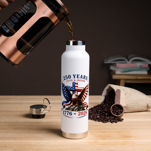 Bouteille D'eau 250 ans de foi et de liberté (Café (pivoté))