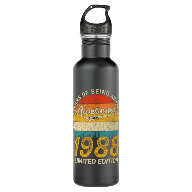Bouteille D'eau 37 Ans 1988 Retro Awesome 37e anniversaire Cadeau (Devant)