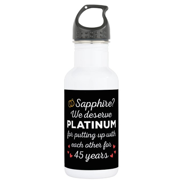 Bouteille D'eau 45e anniversaire du Mariage I - Sapphire Funny Cou (Devant)
