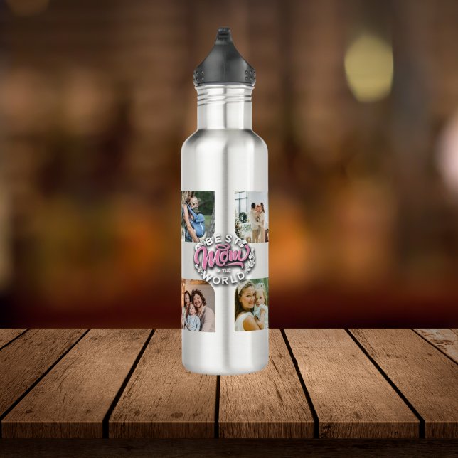Bouteille D'eau 4 Photo Collage Famille Mémoire Fête des mères (Créateur téléchargé)