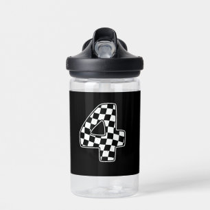 Bouteille D'eau 4e anniversaire À damiers numéro 4 Voiture Racing 