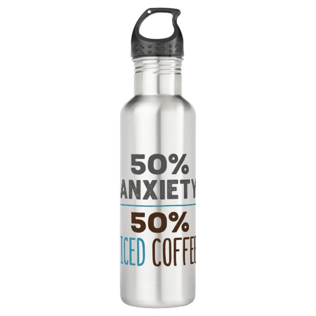 Bouteille D'eau 50 % d'angoisse 50 % de café glacé (Devant)