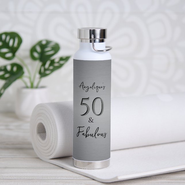 Bouteille D'eau 50 & Fabuleux Black Script Faux Silver Foil (Yoga)