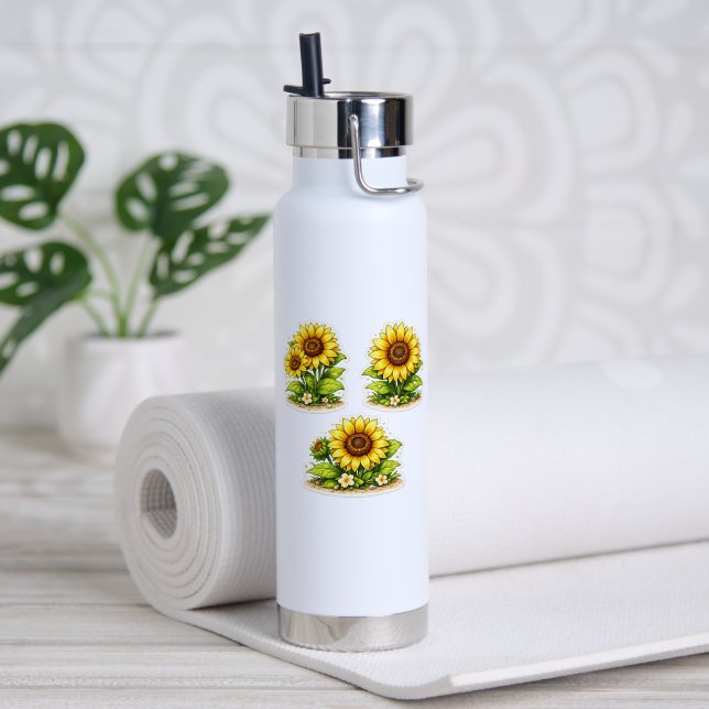 Bouteille d'eau à aquarelle de tournesol mignonne (Yoga (pivotée))