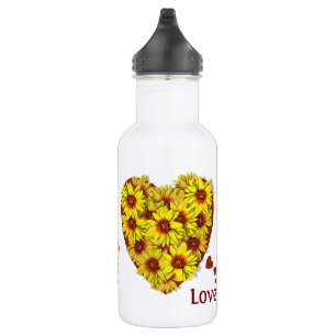 Bouteille d'eau à cœur de tournesol