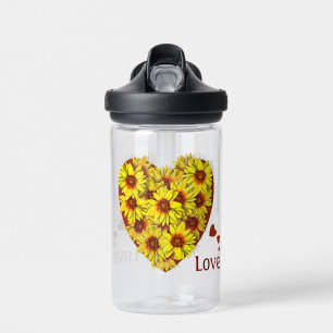 Bouteille d'eau à cœur de tournesol