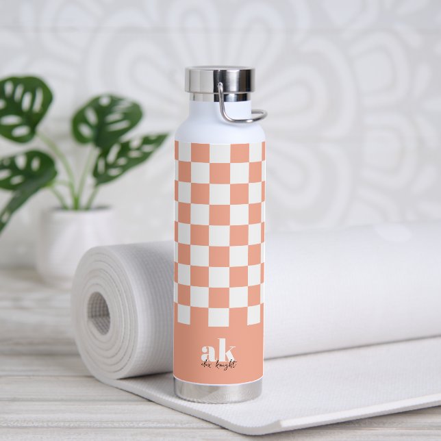 Bouteille D'eau À damiers Monogramme de signature rétro (Yoga)