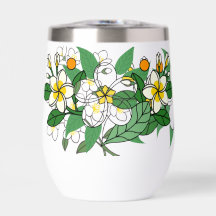 Bouteille d'eau à feuilles et fleurs botaniques