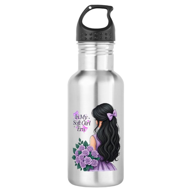Bouteille D'eau À mon ère de fille douce Fleurs lavande violettes  (Devant)