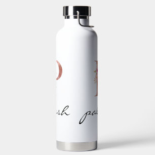 Bouteille d'eau à monogramme lettre P floral rose