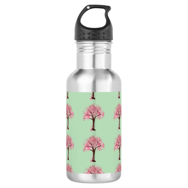 Bouteille d'eau à motif d'arbres roses (Devant)
