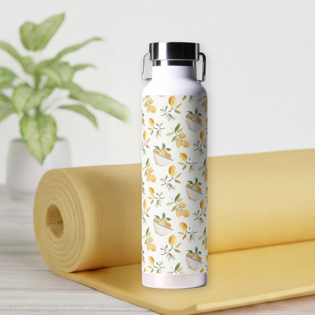Bouteille d'eau à motif de citron de campagne fran (cute elegant french country lemon citrus pattern water bottle)
